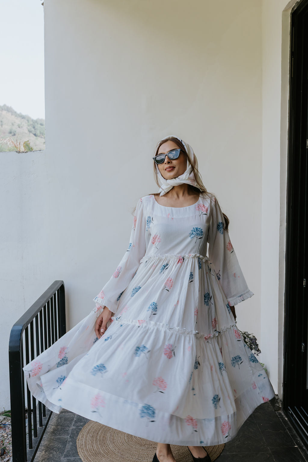 Pink & Blue Hydrangea Garden Dress