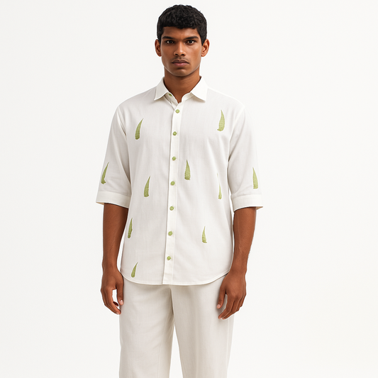 Leaf by Leaf-Soft Woven Linen Shirt