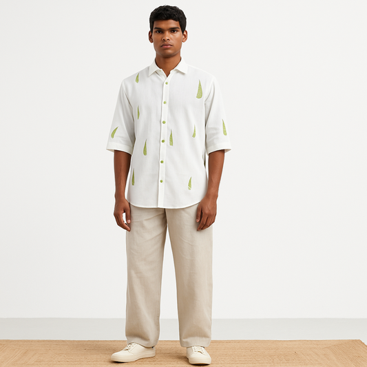 Leaf by Leaf-Soft Woven Linen Shirt
