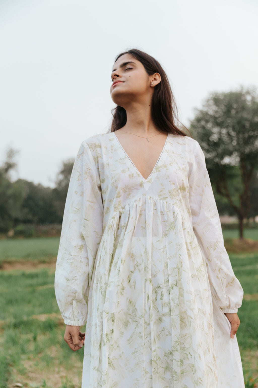 Neem Mulberry Leaves Naturally Bundle-Dyed Kurta
