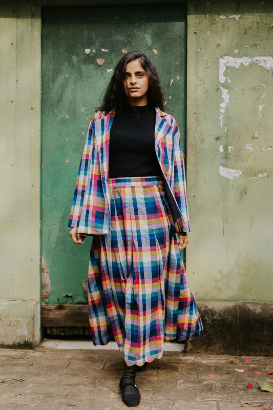 Joy Pleated Check Cord Set