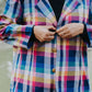 Joy Pleated Check Coat