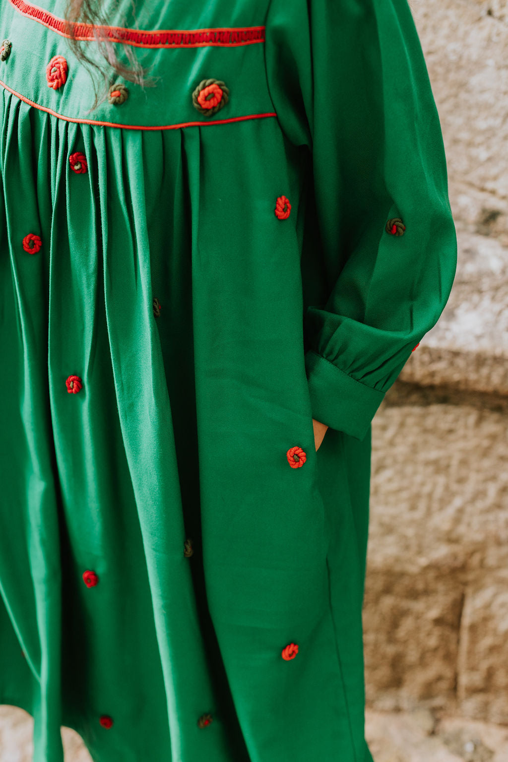 Crimson Stitched Green Cord