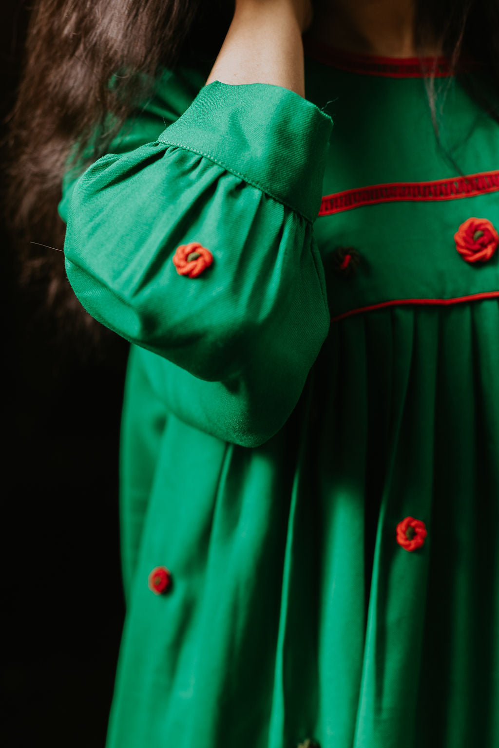 Crimson Stitched Green Cord