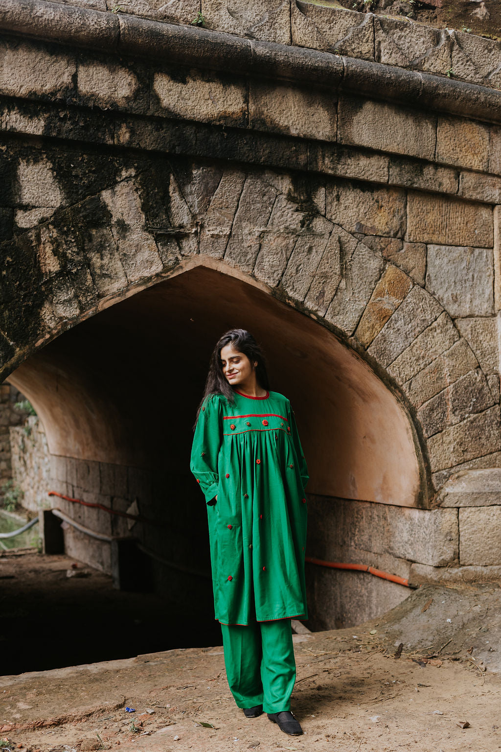 Crimson Stitched Green Cord