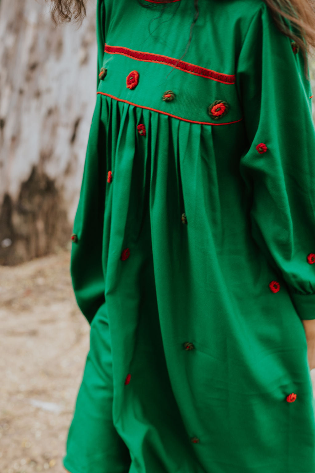 Crimson Stitched Green Cord