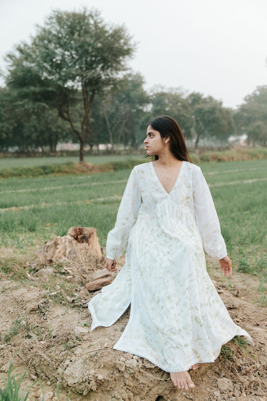 Neem Mulberry Leaves Naturally Bundle-Dyed Kurta