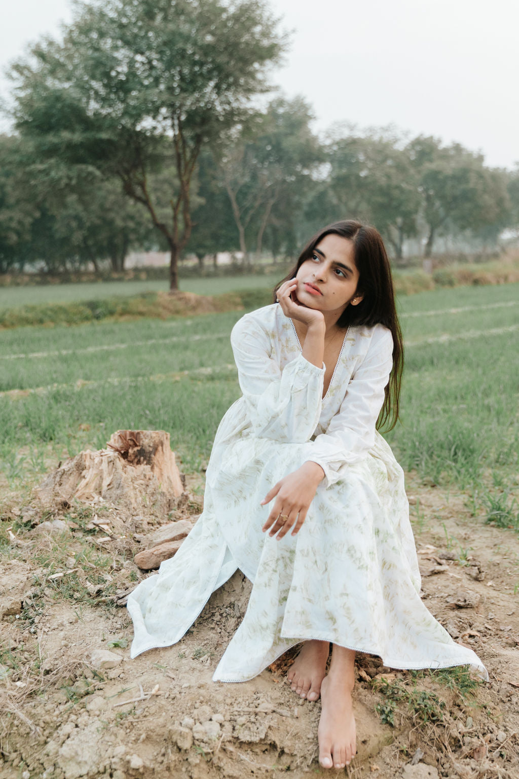 Neem Mulberry Leaves Naturally Bundle-Dyed Kurta