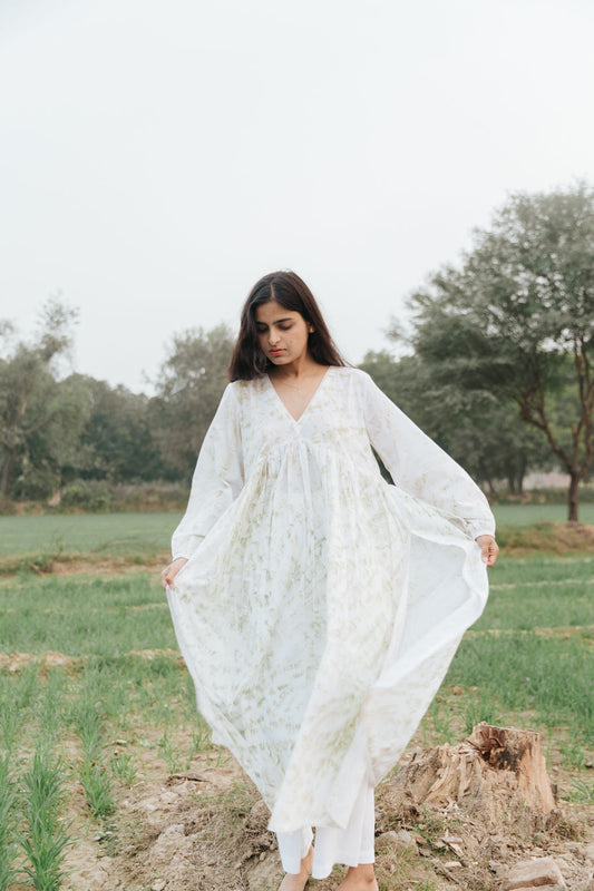 Neem Mulberry Leaves Naturally Bundle-Dyed Kurta
