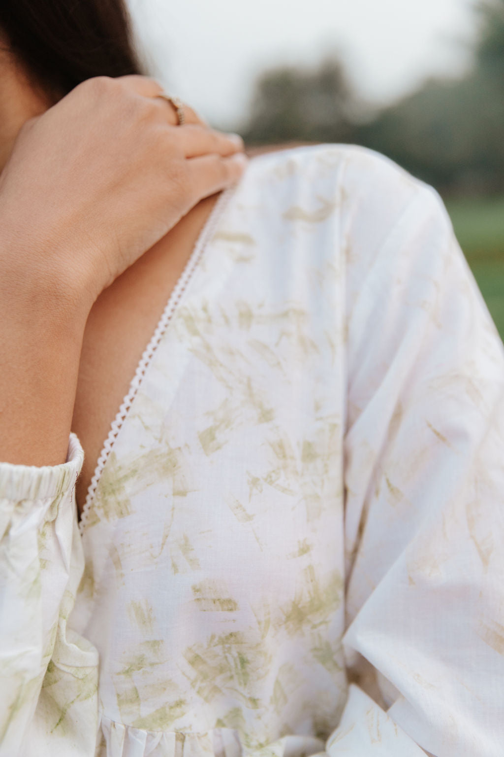 Neem Mulberry Leaves Naturally Bundle-Dyed Kurta