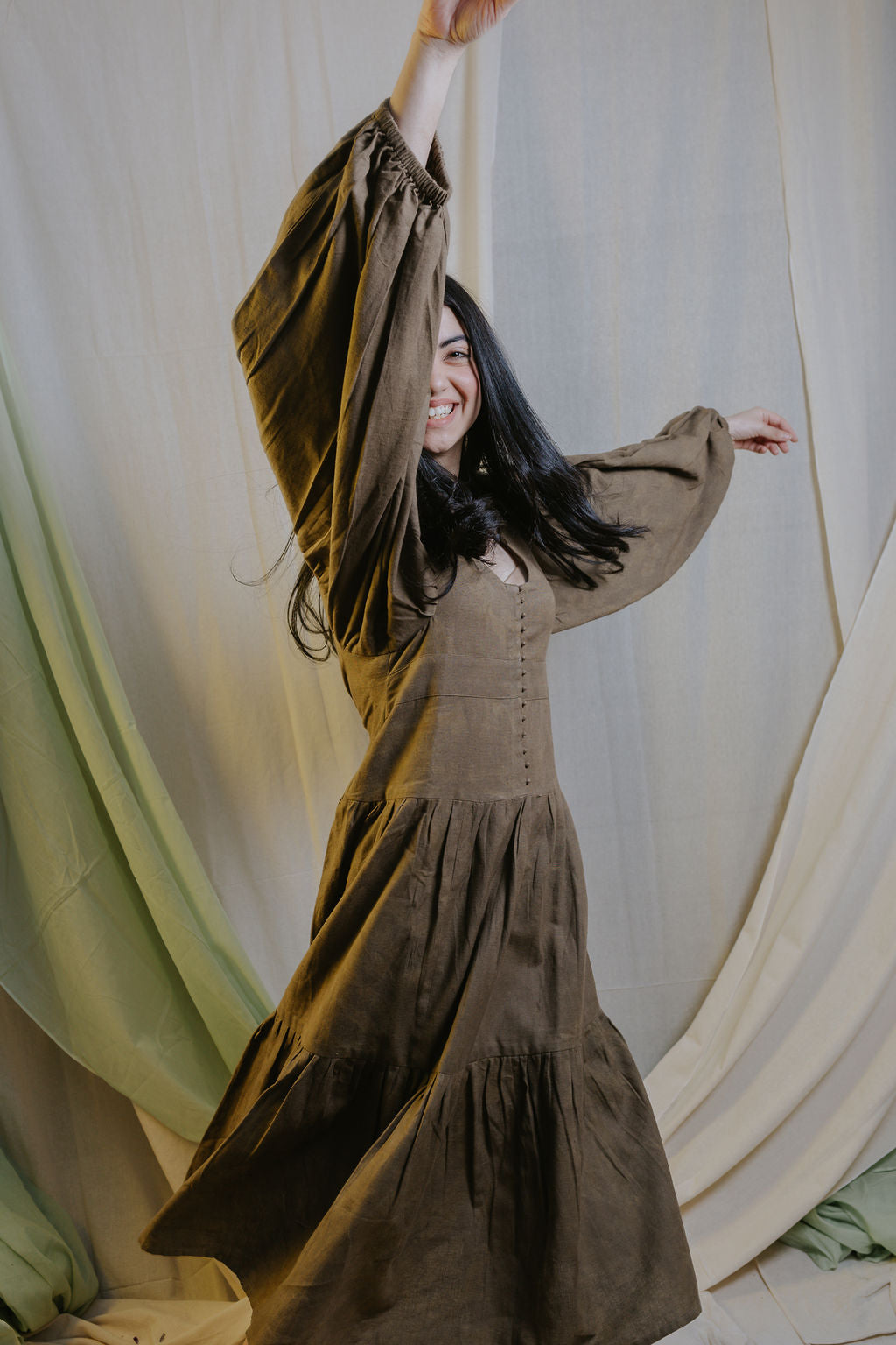 Olive Tiered Dress