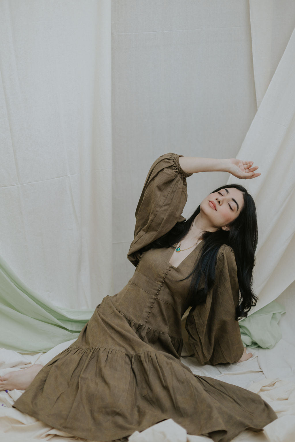 Olive Tiered Dress