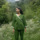 Neem Green Lace Linen Angrakha Set 🌿