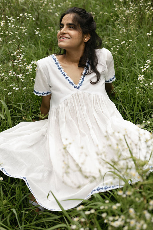 Blue Hydrangea Cotton Dress