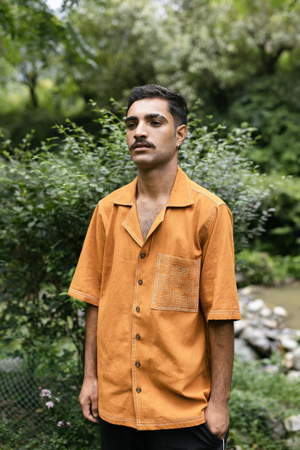 Hand-Embroidered Linen Shirt (Men)