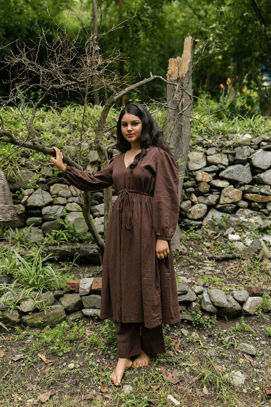 Cocoa Linen Kurta & Pant Set