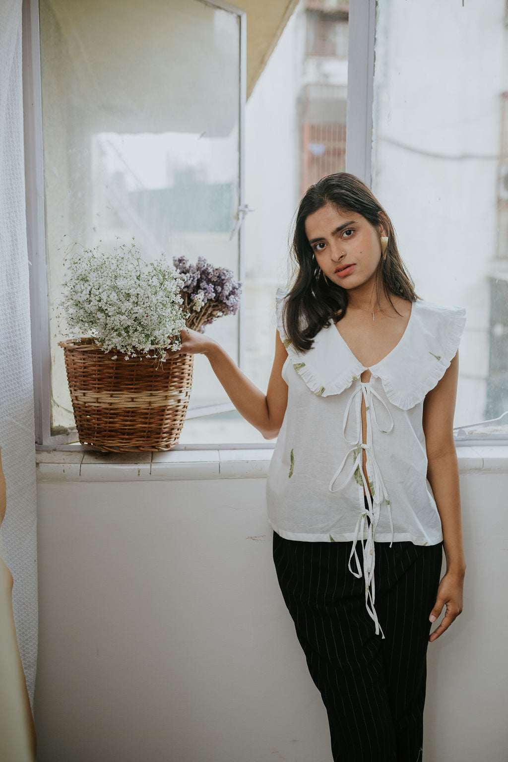 Leafy Collared Top