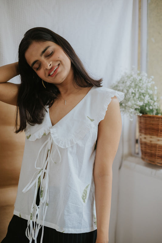 Leafy Collared Top