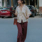Beige Linen Rose Shirt (Women)