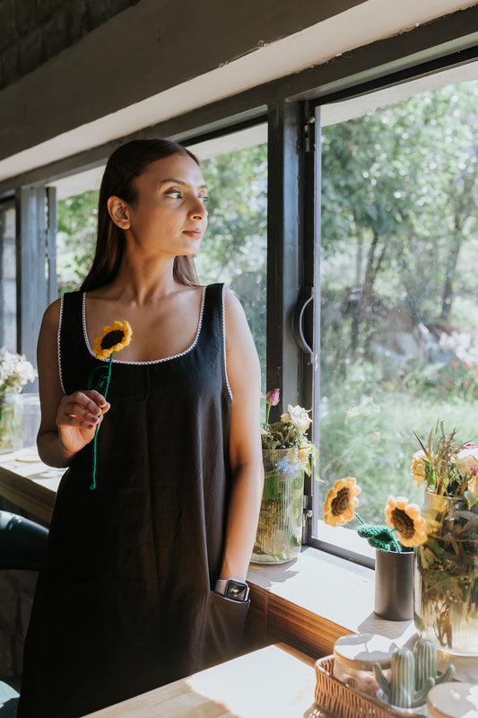 Charcoal Pocket Linen Dress