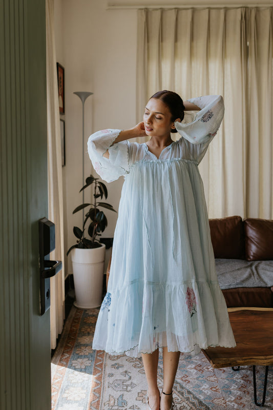 River-Side Hydrangea Scallop Dress