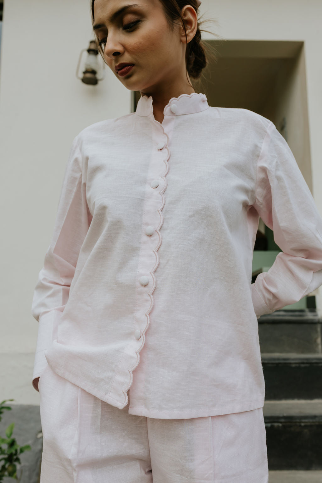 Butter Pink Scallop Pant Set