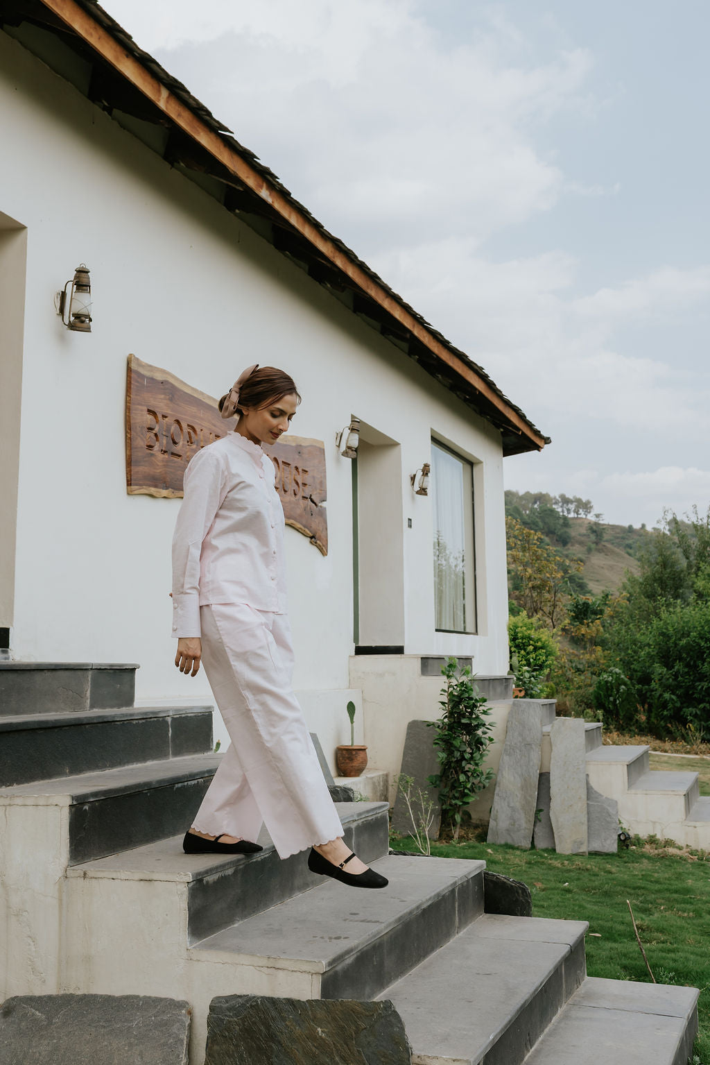 Butter Pink Scallop Pant Set