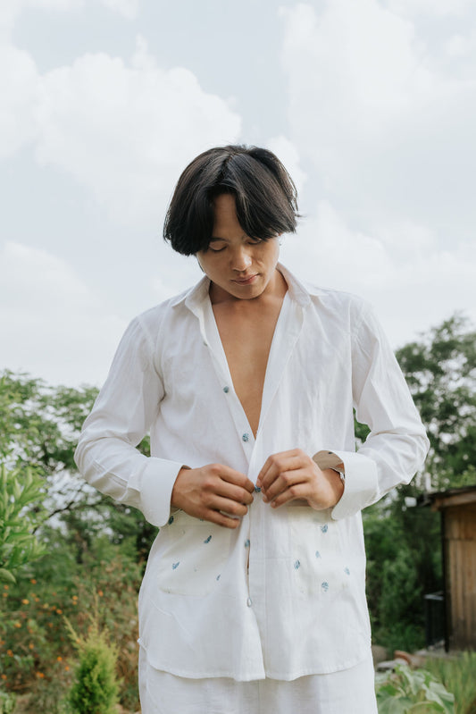 Hydrangea Pockets Linen Shirt