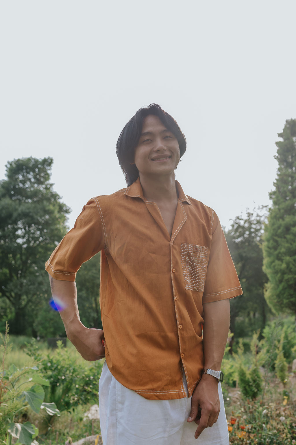 Hand-Embroidered Linen Shirt (Men)