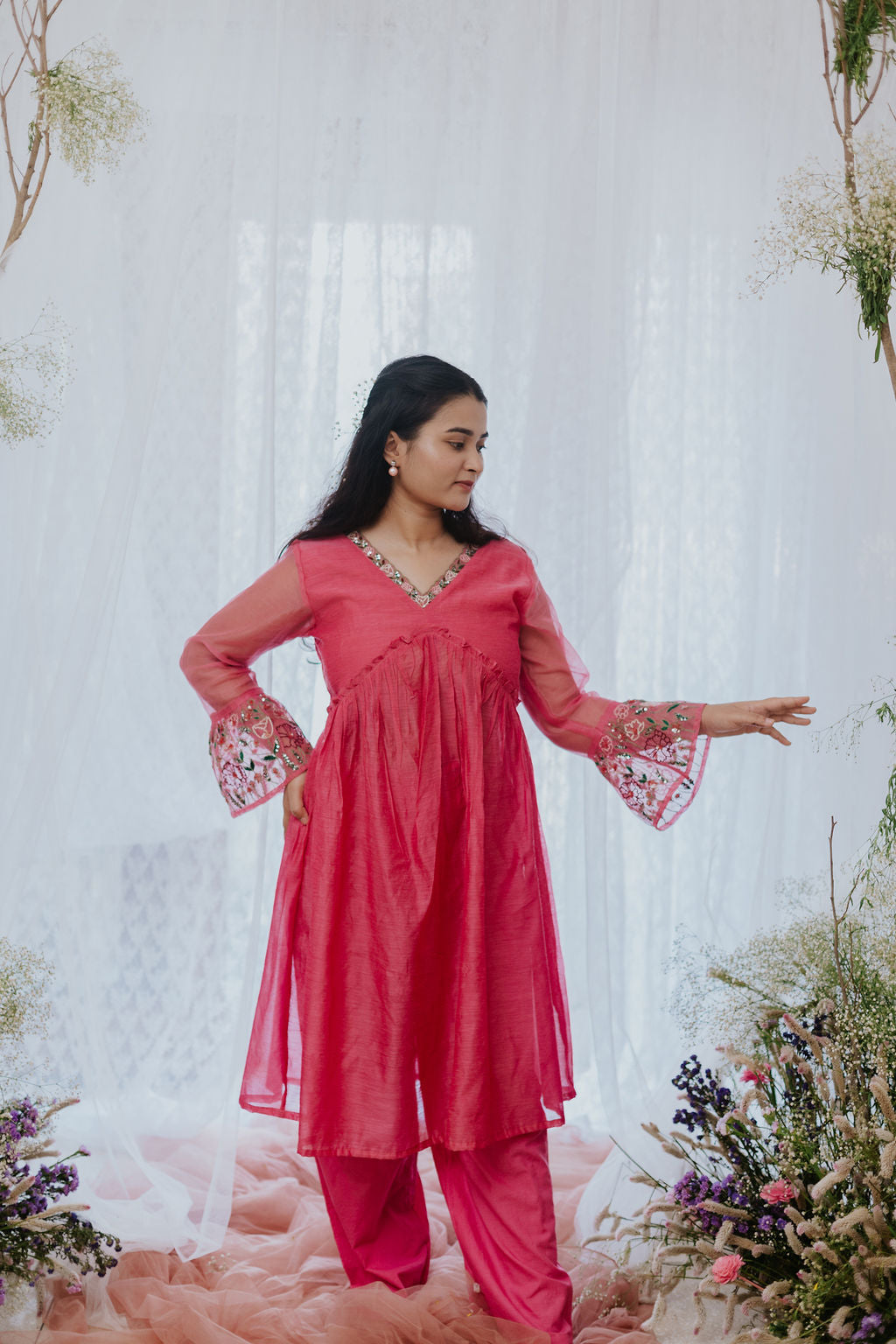 Rubaab Chanderi Kurta Pant Set