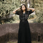 Black Scallop Pleated Skirt