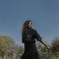 Black Scallop Pleated Skirt