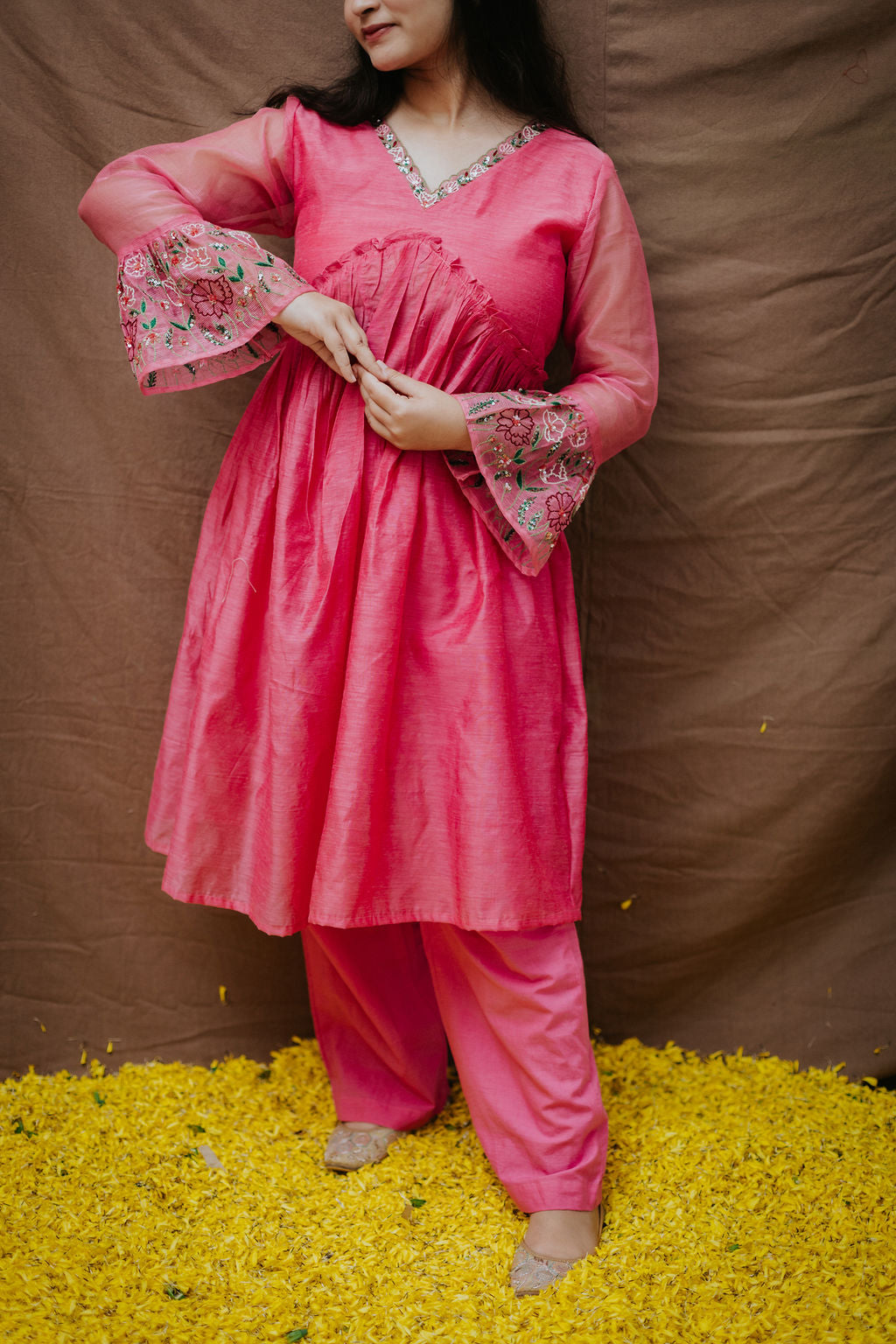 Rubaab Chanderi Kurta Pant Set