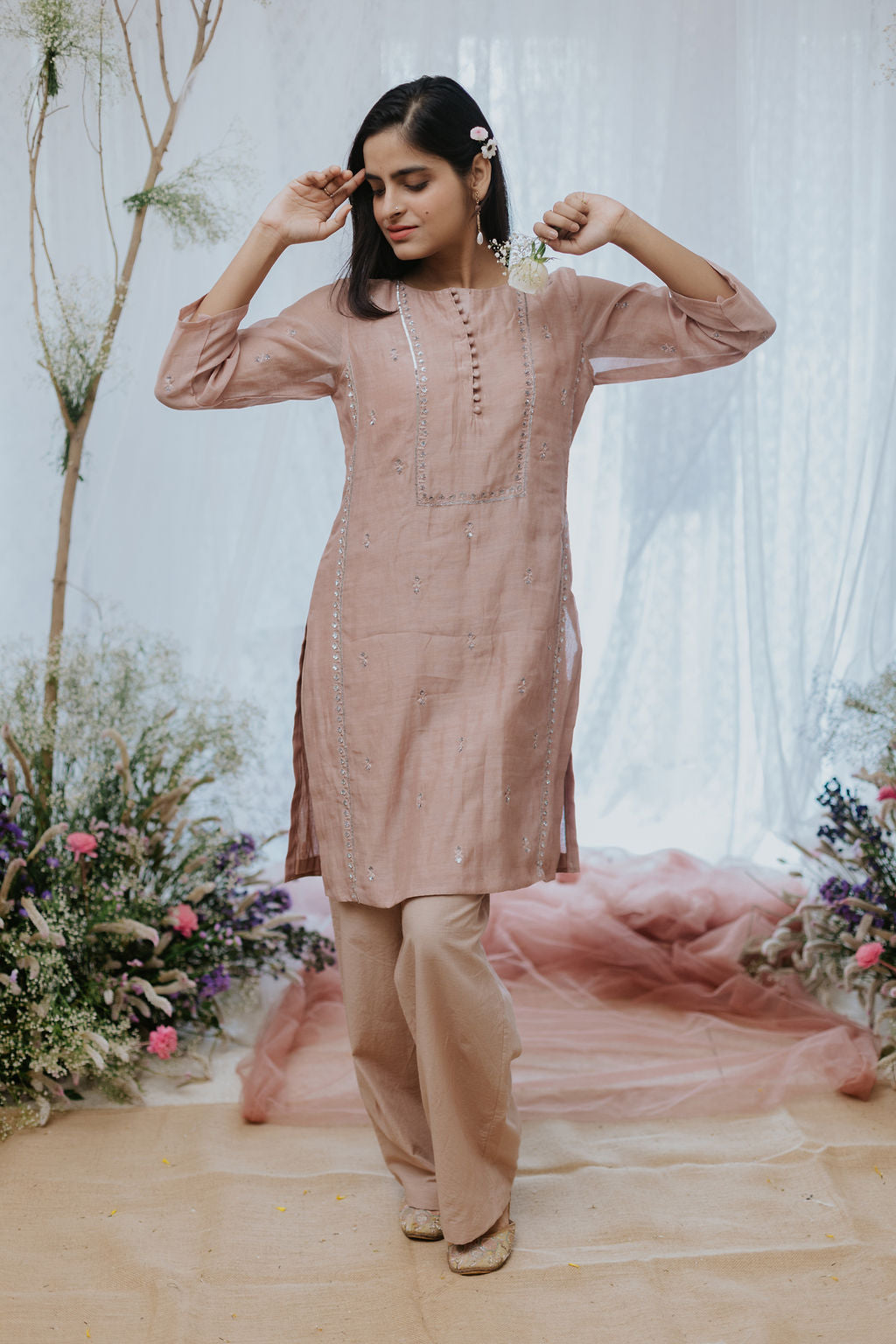 Gulmohar Chanderi Kurta Set