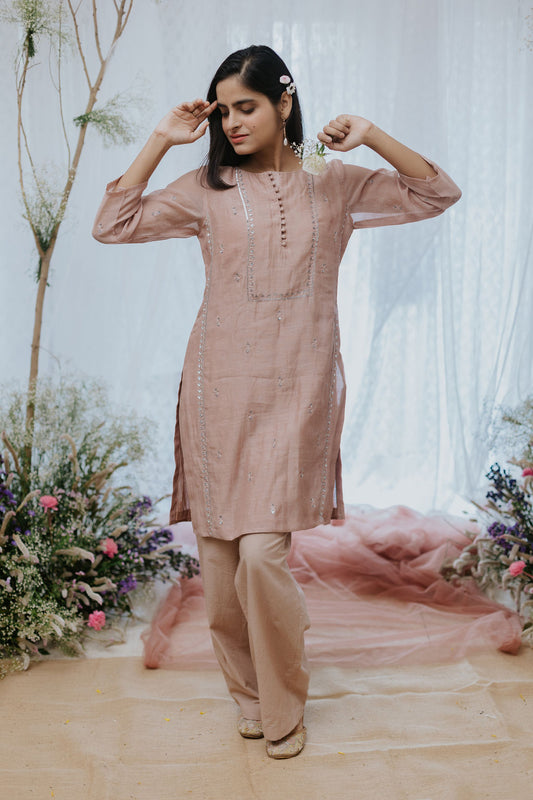 Gulmohar Chanderi Kurta Set