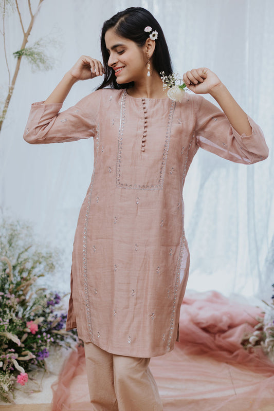 Gulmohar Chanderi Kurta Set