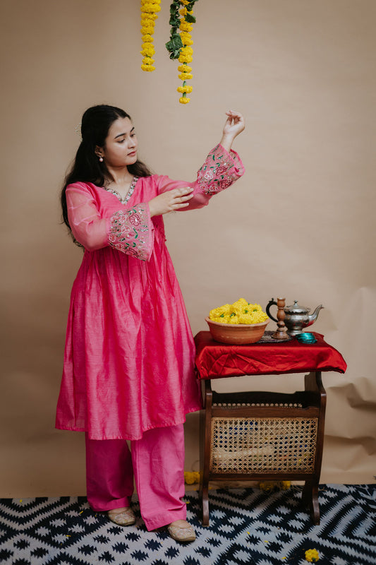 Rubaab Chanderi Kurta Pant Set