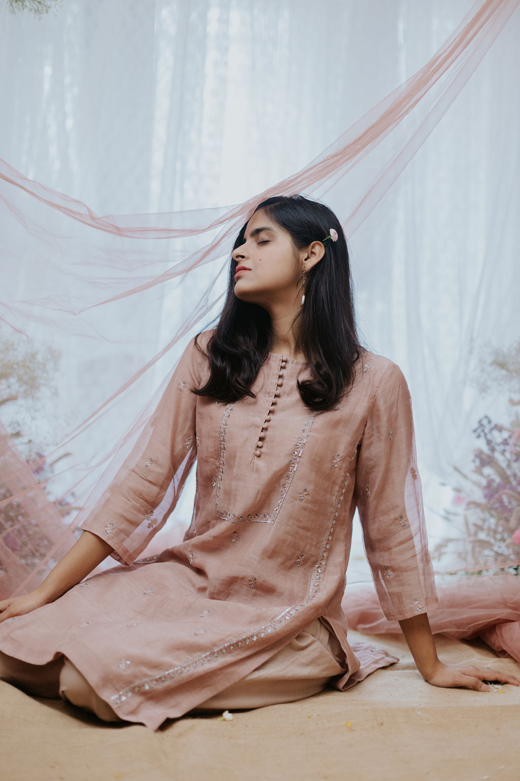 Gulmohar Chanderi Kurta Set