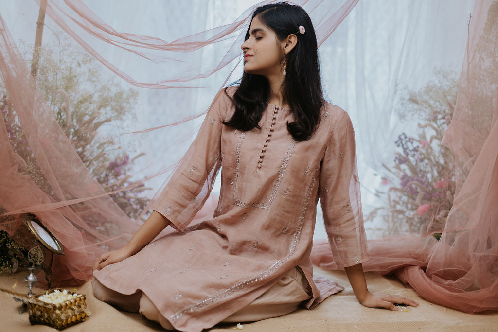 Gulmohar Chanderi Kurta Set