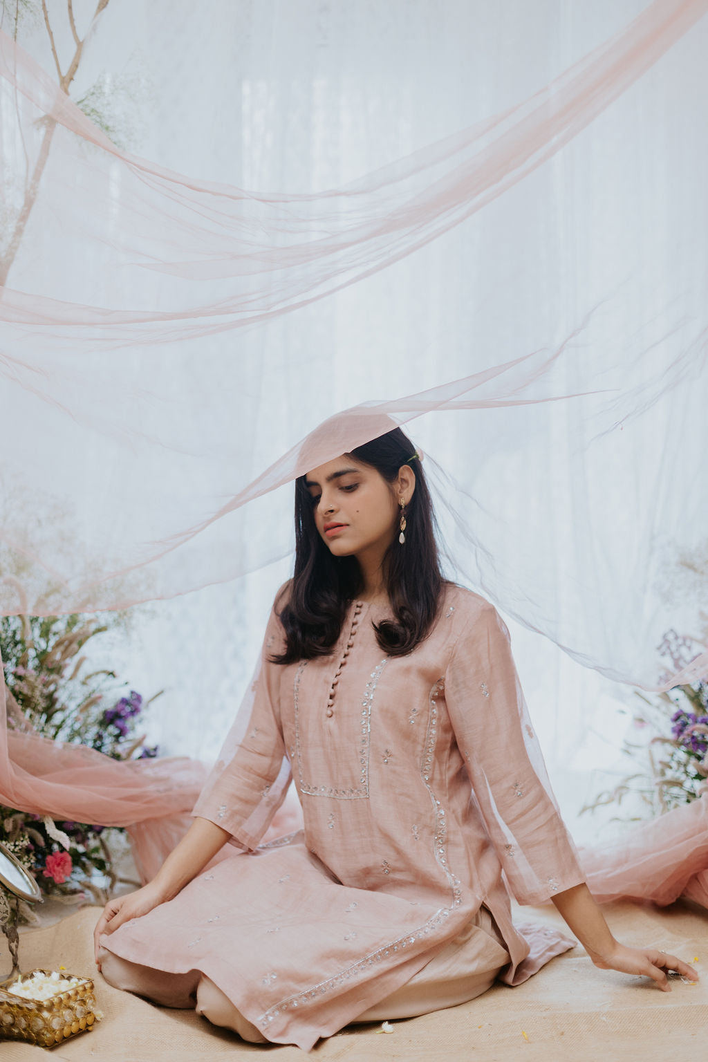 Gulmohar Chanderi Kurta Set