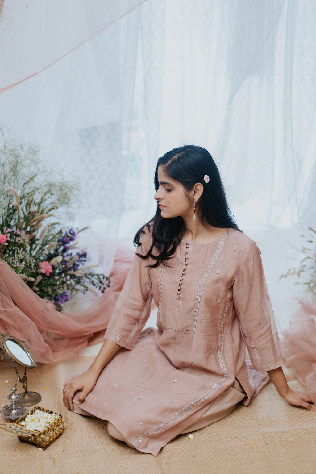 Gulmohar Chanderi Kurta Set