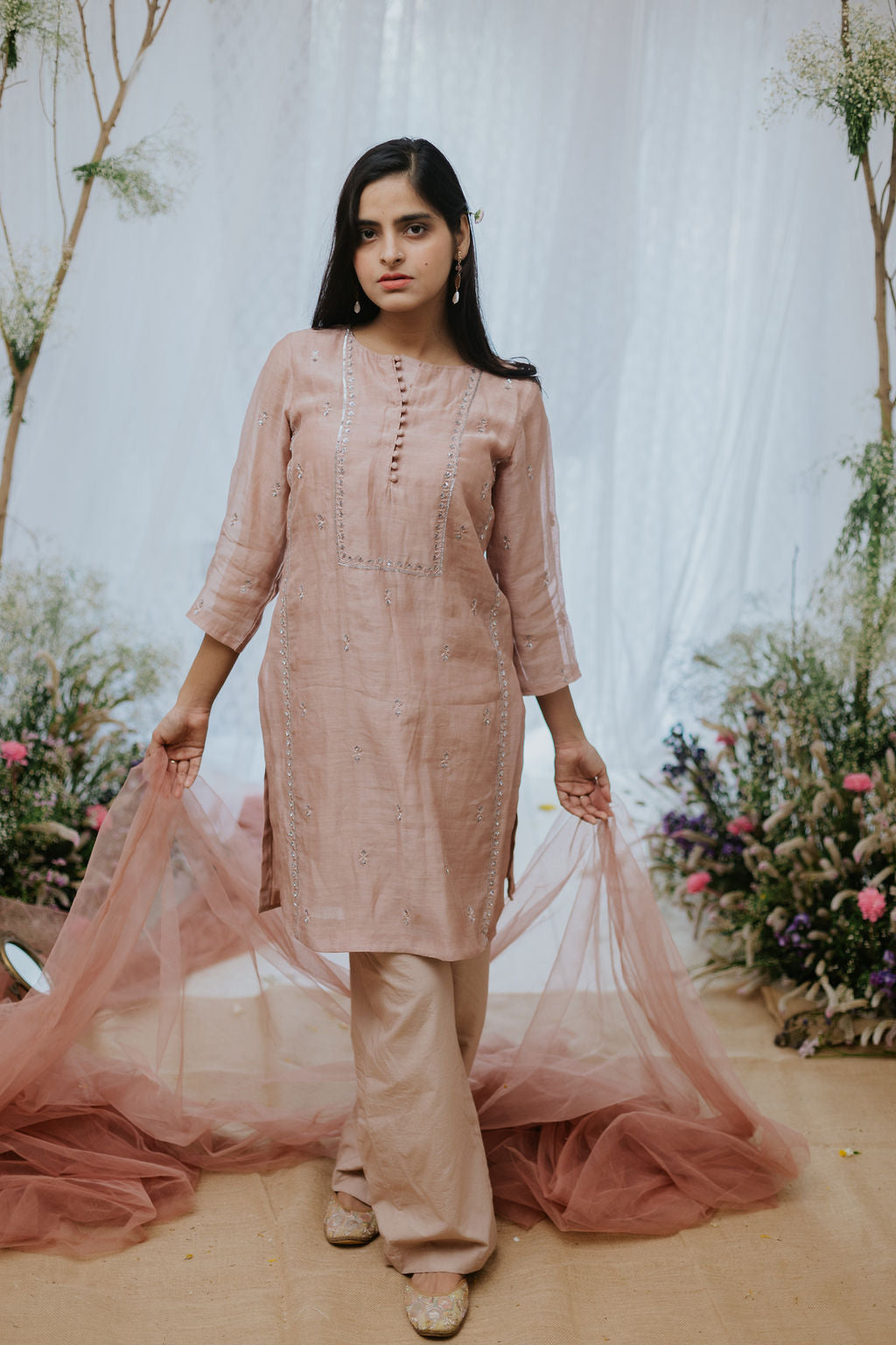 Gulmohar Chanderi Kurta Set