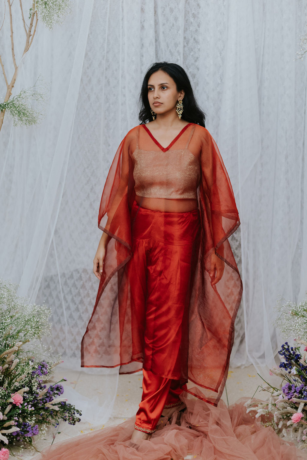 Red Organza Kaftan