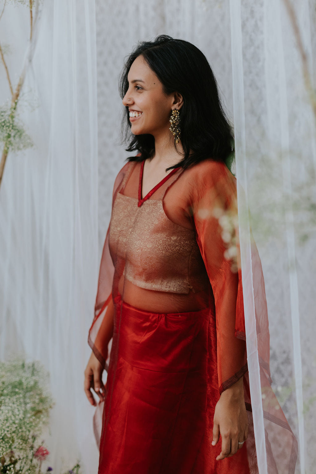 Red Organza Kaftan