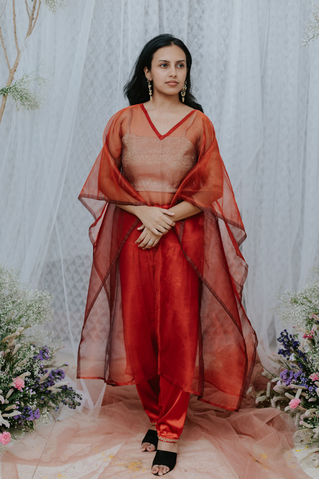 Red Organza Kaftan