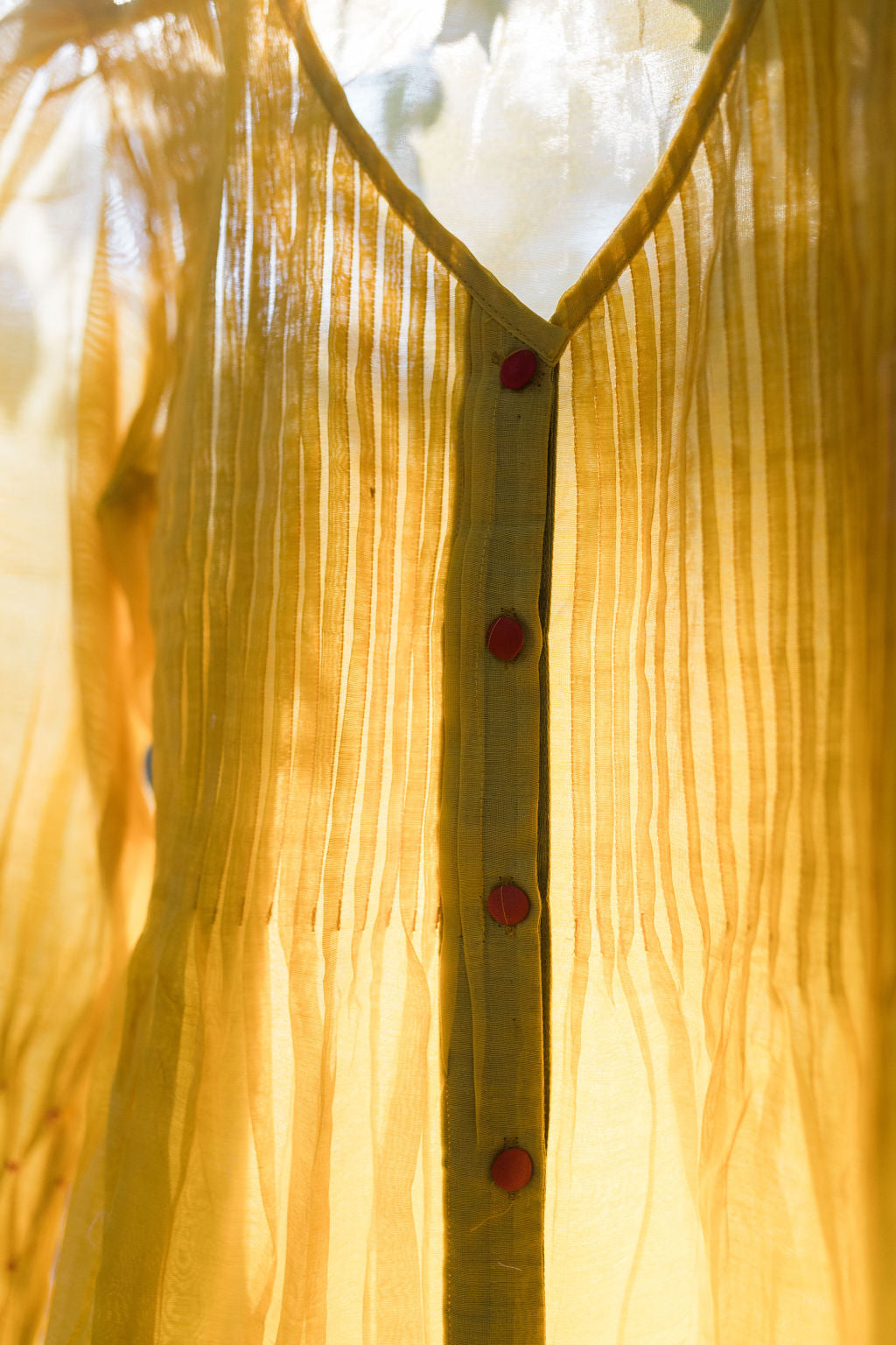 Chanderi Marigold Pintuck Shirt